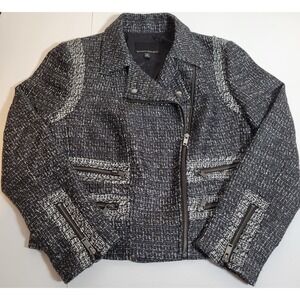 Banana Republic Black and White Tweed Moto Jacket
